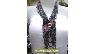 Fashion Necklace Multi Strand Beads Pendant